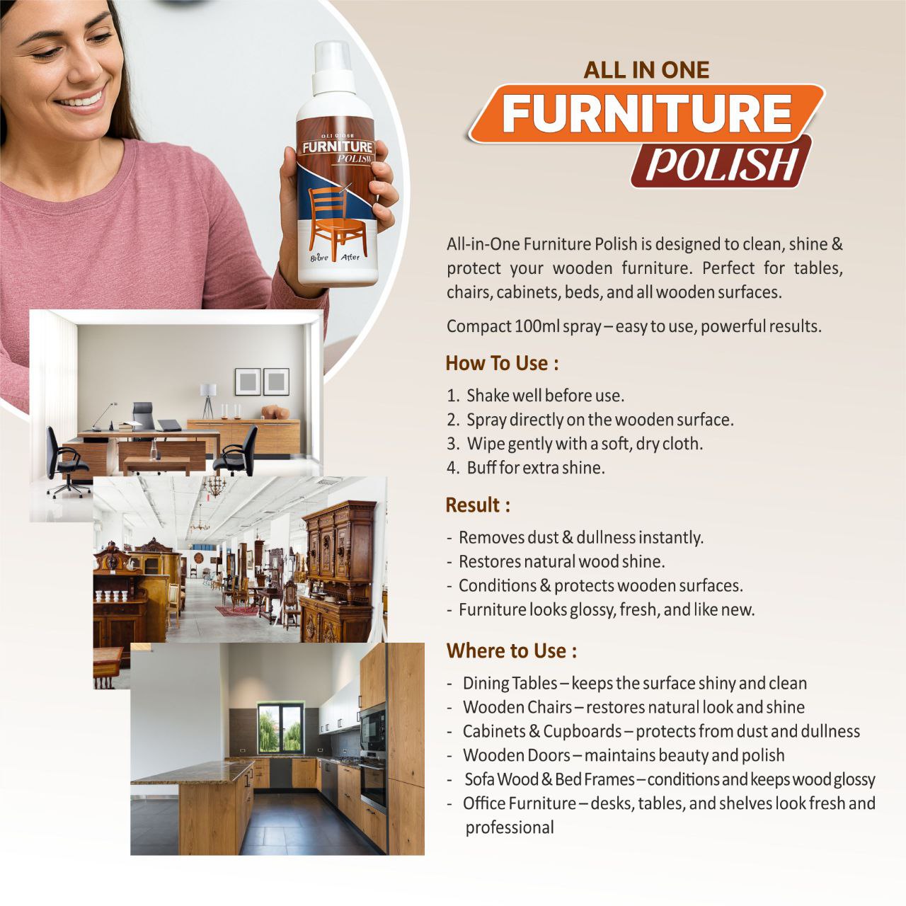 Furniture Polish and Cleaner Spray - 🔥 Buy 1 Get 2 FREE 🔥